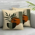 thumbnail image 3 of JRXY Boho Abstract Sunset Plant Olive Leaves Decorative Throw Pillow Covers, Bohemian Geometry Line Pillowcase Decoration, Minimalist Modern Art Aesthetic Cushion Case Home Decor 18x18in, 3 of 5