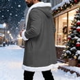 thumbnail image 6 of LINGLANG Christmas Men's Long Cardigan Hoodies Unisex Santa Claus Xmas White Trim Warm Holiday Hooded Coat with Pocket, 6 of 7