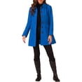 thumbnail image 2 of Abrigo azul de longitud media con cuello Peter Pan y un solo botón para mujer Inspire Chic, talla XS, 2 of 6