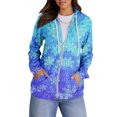 thumbnail image 2 of Hoodies for Women, Trendy Tops with Christmas Print, Long Sleeve Sweatshirt with Pockets, Pullover Lightweight for Casual Fall Fashion,Sky Blue,L, 2 of 7