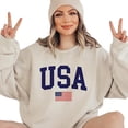 thumbnail image 5 of Vintage USA Sweatshirt – Patriotic American Flag Retro Varsity Graphic Crewneck, 4th Of July Independence Day Red White Blue Pullover Gift for Men & Women, 5 of 7
