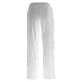 thumbnail image 4 of Rhuody Womens Pants Straight Leg Slacks High Waist Lady Summer Striped Print Button Loose Long Pants Relax Fit Wear White 2Xl, 4 of 5