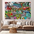 thumbnail image 3 of Idea4wall 3pcs Mural Vibrant Neon Spray Paint Typography Graffiti & Street Art Pop Stick Wallpaper Removable Wall Murals Large Wall Stickers for Home Decoration, 48"x72", 3 of 5