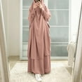 thumbnail image 6 of IBTOM CASTLE Women's Muslim Prayer Dress Hijab Scarf Prayer Abaya Maxi Islamic Modest Cardi Robe Khaki, 6 of 7