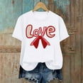 thumbnail image 4 of Ounisa Womens Tops Love Heart Letters Bow Shirts Short Sleeves Valentines Crewneck Colorful Heart Graphic Tees Pullover, 4 of 6