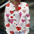 thumbnail image 2 of Women's Valentine Cardigan Lightweight Crew Neck Heart Printed Coat, 2 of 5