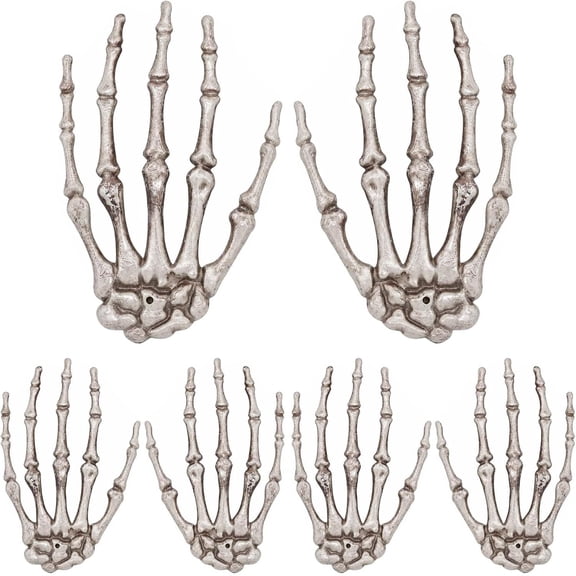 KOGITI 6 Pack Realistic Plastic Skeleton Hands Halloween Decor, Life-Size Bone Hand Prop for Haunted House Wall Wreath Party Decor
