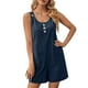 thumbnail image 5 of Traje de Hombro Fuera de las Mujeres de Color Sólido Elegante Cuello Redondo sin Mangas sin Botones con Bolsillos, Traje de Verano Casual, 5 of 9