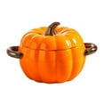 thumbnail image 3 of TOOPTY Pink Ceramic Pumpkin Baking Dish, Pumpkin Dutch Oven with Lid for Holiday Serving and Kitchen Decoration, 3 of 7
