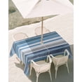 thumbnail image 2 of Outdoor Tablecloth with Umbrella Hole, Blue Nordic Style Stripes Spillproof Waterproof Outdoor Table Cover, Blue Gray Texture Patio Tablecloths for Party Picnic Camping, Rectangle 54"x80", 2 of 9