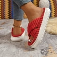 thumbnail image 4 of workcargo Women’s Plush Slippers Red, Size 42 (US 11) - Flock Fabric Soft Non-Irritating, Thick Padded Sole, Indoor Outdoor Budget Home Slippers for Women, 4 of 9