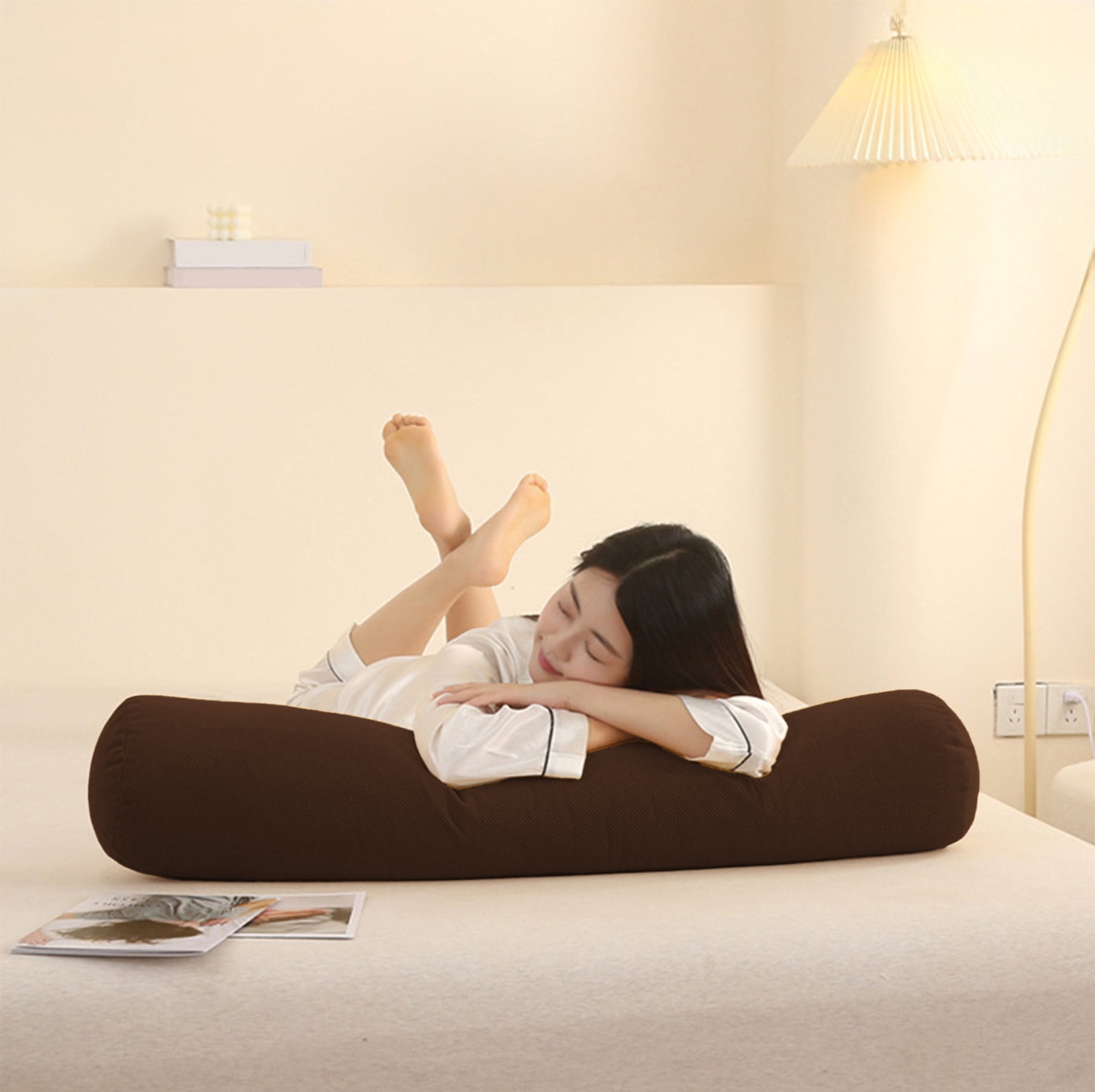 Supportive Round Body Pillow for Adults, 23.6 Inches, Velvet with Pearl Cotton Fill, Ergonomic Design for Side Sleepers, Removable Washable for Easy Care