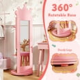 thumbnail image 4 of GLACER 360° Swivel Mirrored Kids Jewelry Cabinet with Full-Length Mirror, 44" Standing Children Jewelry Organizer with Rear Storage Shelves, Kids Vanity Dress Up Jewelry Armoire for Girls (Pink), 4 of 9