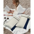 thumbnail image 4 of Navy Blue White Color Block Patchwork Outdoor Pillow Covers Set of 2,Decorative Waterproof Throw Pillow Case,Modern Geometric Art Cotton Linen Soft Cozy Cushion Pillowcases, 4 of 7