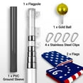 thumbnail image 2 of G128 Combo Pack: 20 Ft Telescoping Aluminum Flagpole (Silver) & American and Bennington Flags 3x5 Ft, Both ToughWeave Series Embroidered Polyester | Pole with Flags Included, 2 of 9