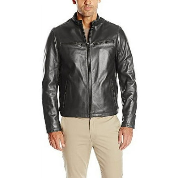 Dockers Men's Moto Cowhide Leather Jacket