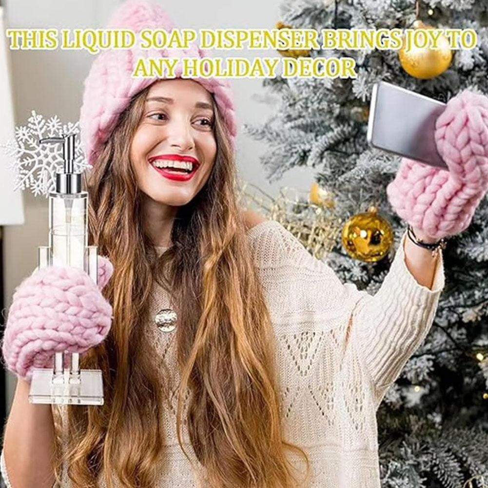 1 PCS Clear Nutcracker Soap Dispenser, Refillable Plastic Hand Soap Bottle for Christmas Holiday Decor, Elegant Kitchen & Bathroom Countertop Decoration