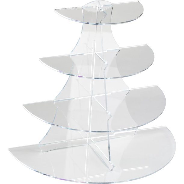 Tiered Display Riser, 4 Shelf, Half Circle, 16.8" Tall, .25" Thick Acrylic (Clear) (4TIERHC