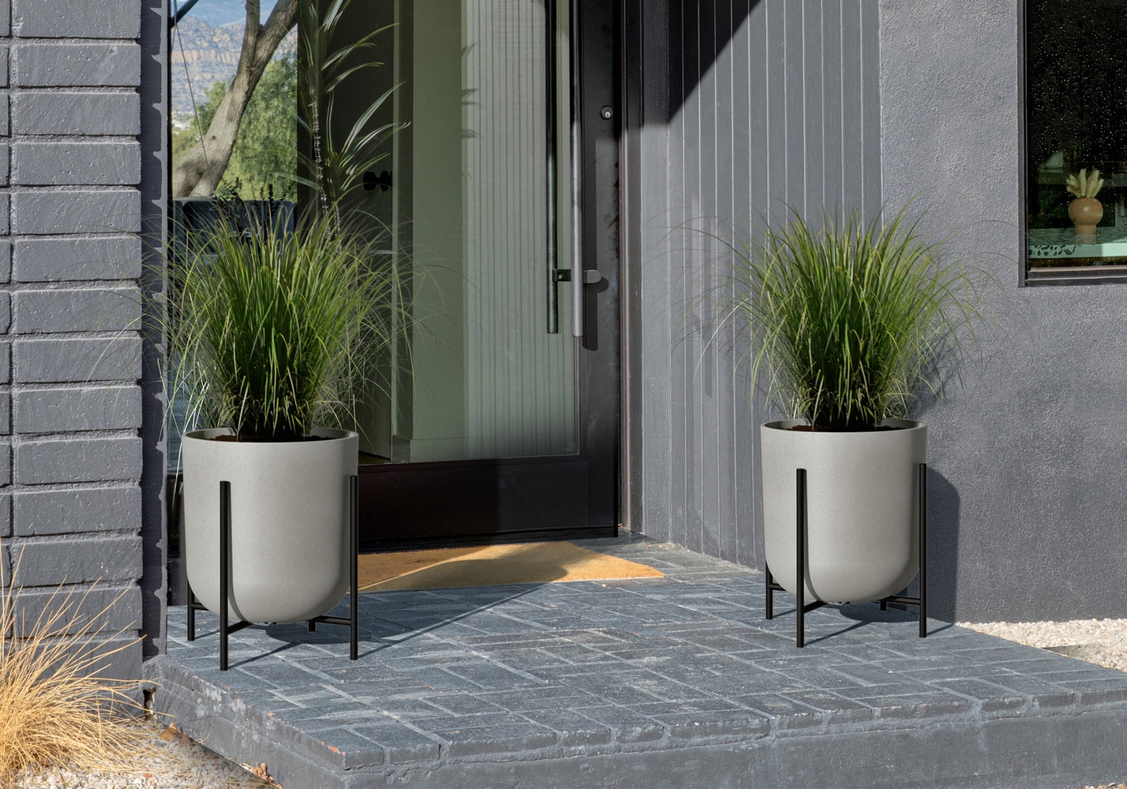 Veradek Mason Series Raised Kona 15" Plastic-Stone Planter with Stand - (Gray/2 Pack)