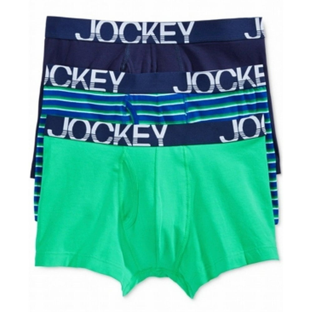 Jockey Jockey Mens 3 Pack Active Cotton Stretch Boxer Brief Navygreenblue Stripe S 2987