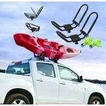 FDB Upgraded Double Universal Folding Adjustable J Cross Bar 1 Pairs = 2 PCS Universal Kayak Canoe Top Mount Carrier Roof Rack Boat SUV Truck Van Car with 2 pcs Tie Down Straps