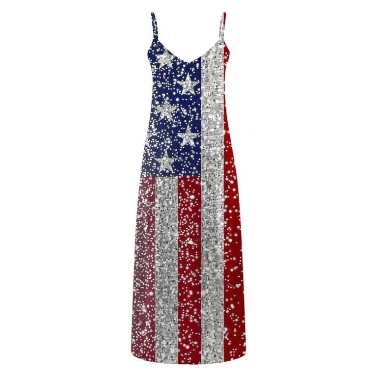 Frostluinai Women American Flag Dress V Neck Spaghetti Strap Maxi Dress 4th of July Patriotic Shirt USA Stars Stripes Dresses, Women's, Size: Large, Frostluinai Women American Flag Dress V Neck Spaghetti Strap Maxi Dress 4th of July Patriotic Shirt USA Stars Stripes Dresses, Women's, Size: Large,