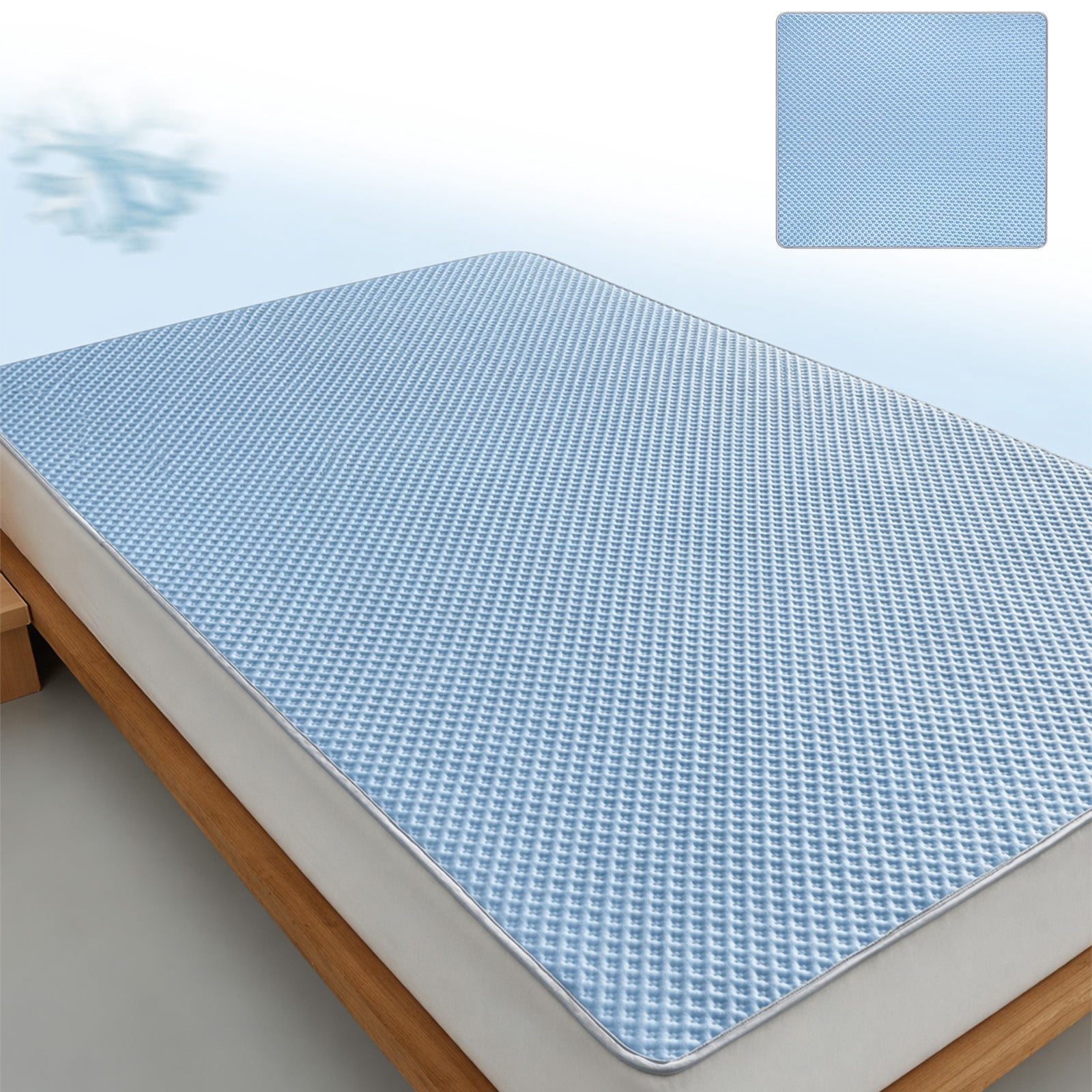 Cooling Pad Mat for Bed Cooling Mattress Pad for Sleep, Summer Hot Flashes, Adult, Pets, No Water or Electricity Required(79 x 71 Inch,Light Blue)