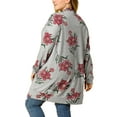 thumbnail image 3 of MODA NOVA Junior Plus Size Floral Cardigan Lightweight Open Front Knit Cardigan, 3 of 5
