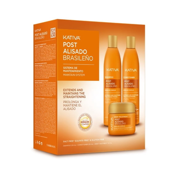 Set de champú, acondicionador y mascarilla para el alisado Post Keratin, 250 ml - KATIVA