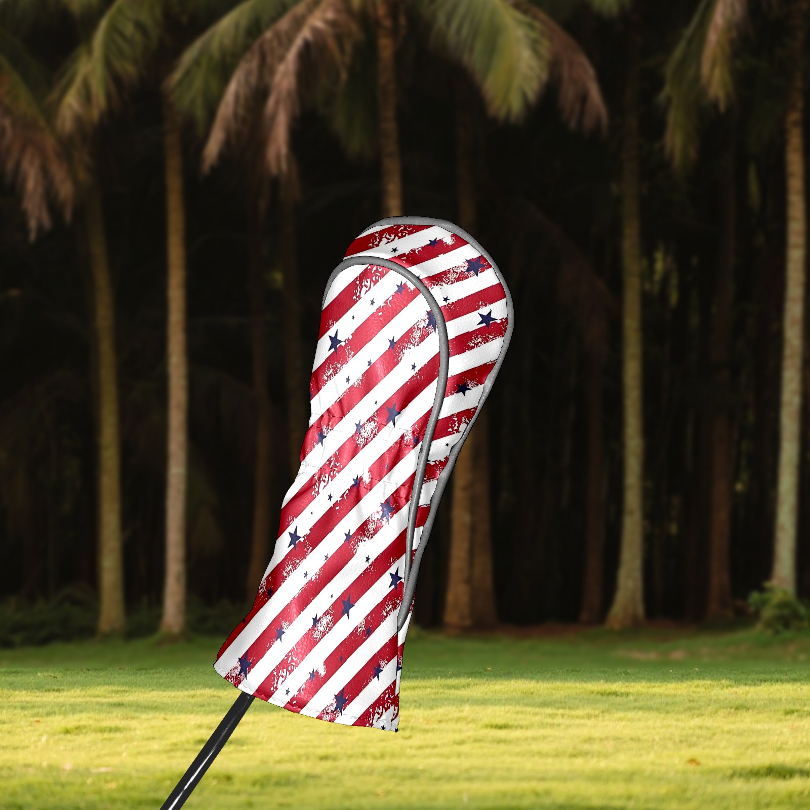 Golf Club Covers, Red Striped Star Premium PU Leather Driver Hybrid Putter Head Covers with Velvet Lining, Waterproof Golf Gifts for Men Women
