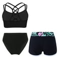 thumbnail image 2 of iixpin 3 Pcs Bikini Sets for Girls Crisscross Swim Crop Top Brief with Shorts Beach Bathing Suits Tankini Black 8, 2 of 5