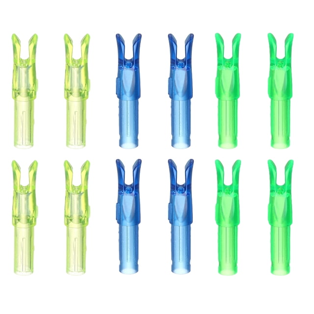 Uxcell Archery Arrow Nocks, Plastic Nocks Replacement Arrows Tail Accessory-Fitting For (DIY Hunting Shooting/Compound/Recurve Bow) 6.2MM/0.24" ID & 12 Pcs & Plastic & 3 Colors