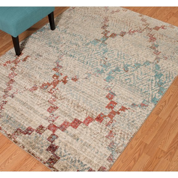 United Weavers Kokomo Diamonds Distressed Multi Woven Olefin Polyester Area Rug or Runner