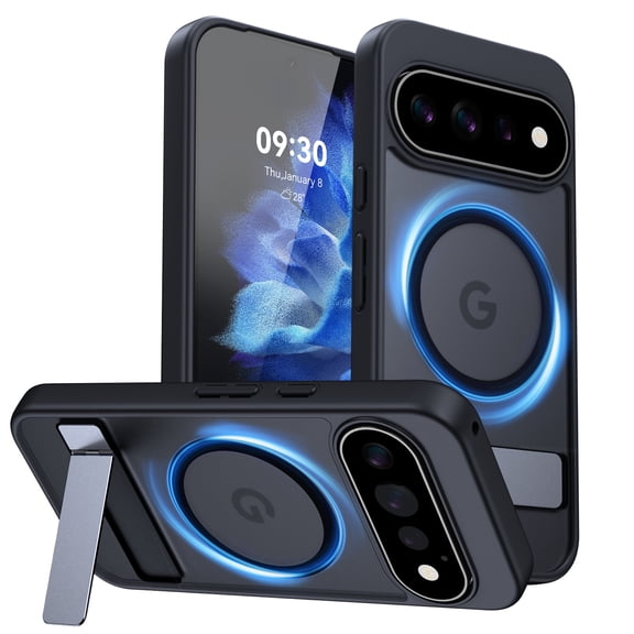 Magnetic Case for Google Pixel 11 Pro XL (2026 Release), Built-in Metal Kickstand, MagSafe Compatible Shockproof Protective Phone Cover, Black