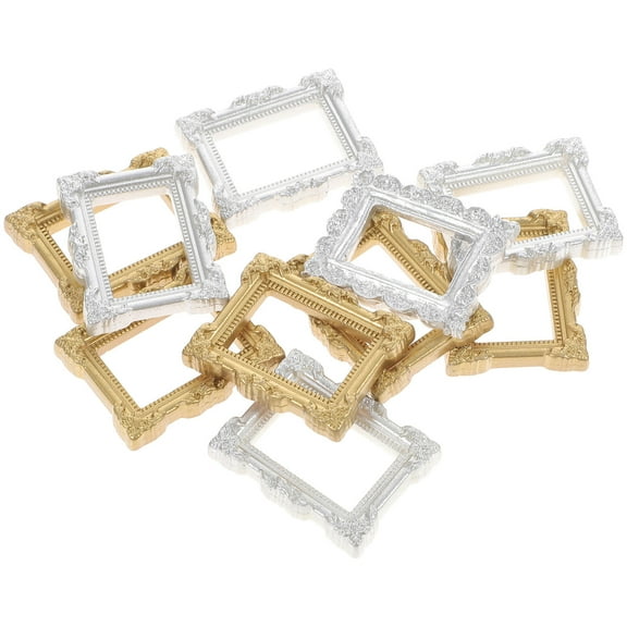 MERRYHAPY 10pcs Mini Vintage Resin Photo Frames for Crafts, Scrapbooking, and Miniature Picture Display Holders