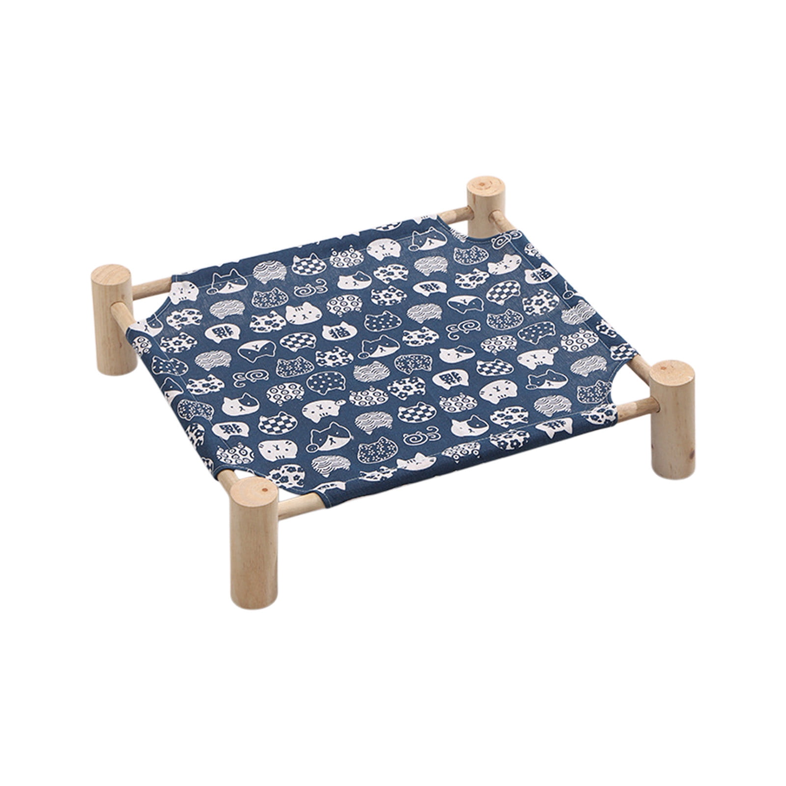 Summercome Cat/Dog Bed Hammock Cat Bed, Wooden Dog Elevated Indoor Outdoor Beds, Raised Cat Cots Furniture Pet Bed Puppy Bed Portable Breathable Mesh Cat Beds for Small Animals