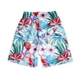 thumbnail image 3 of kingque Men Beach Shorts Elastic Waist Bottoms Floral Print Summer Short Pants Hawaiian Beachwear Holiday, 3 of 4