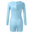 thumbnail image 4 of Aayomet Women Jumpsuits Womens V Neck Long Sleeve Jumpsuit Shorts Zip Slim Bottoming Hoodie Jumpsuit,Blue M, 4 of 5