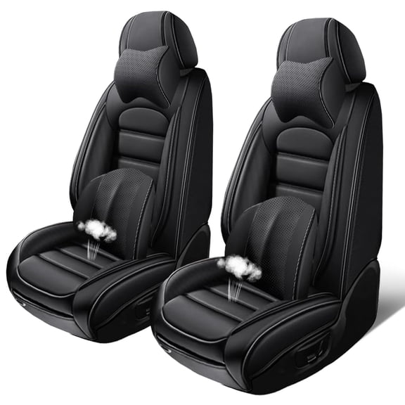 2PCS Faux Leather Full Coverage Car Seat Protectors Fit for Chevy 99% Car Models,(Luxury) Waterproof Automotive Seat Cover for Cars(Black)