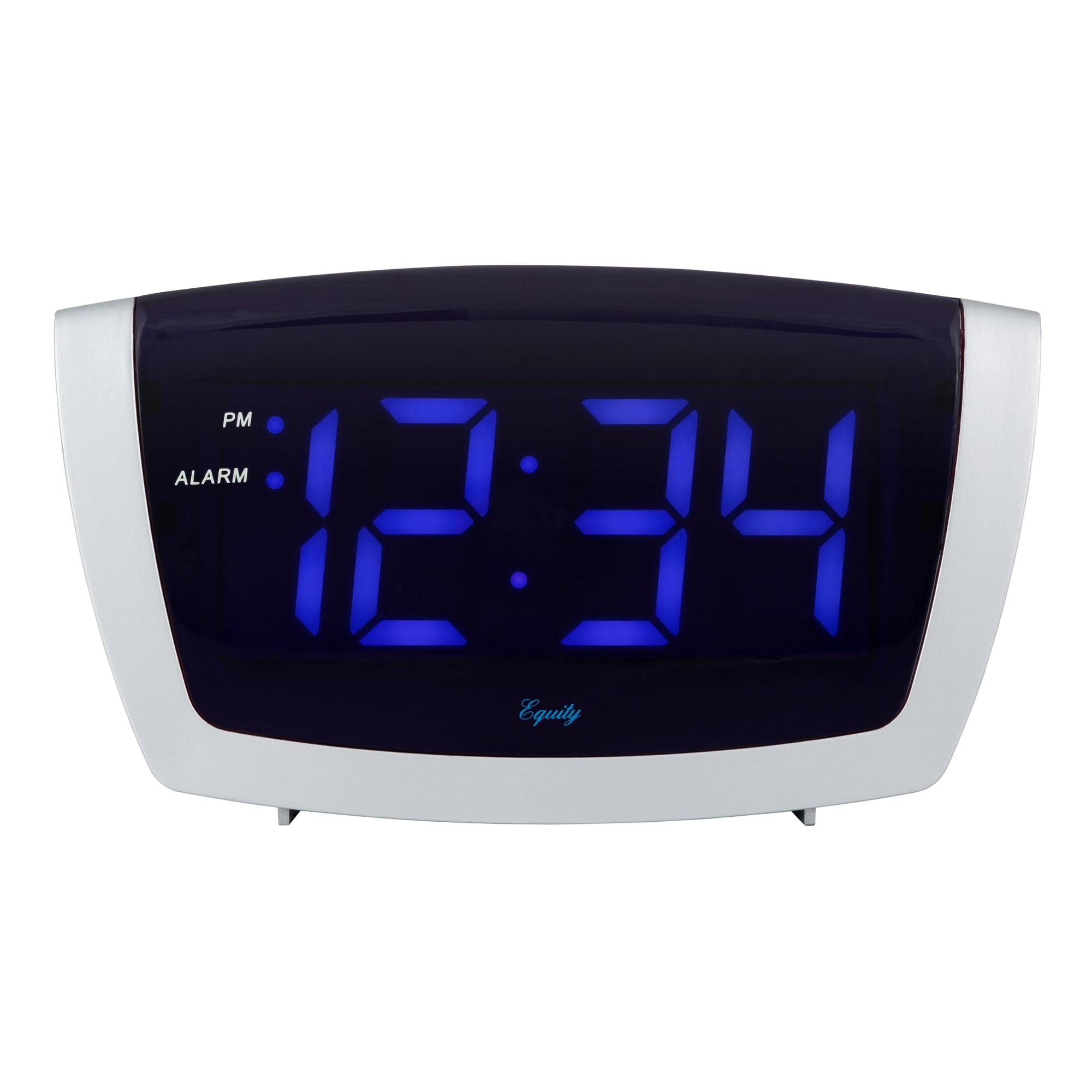 Equity 75904 Silver/Blue Large LED Alarm Clock with USB image