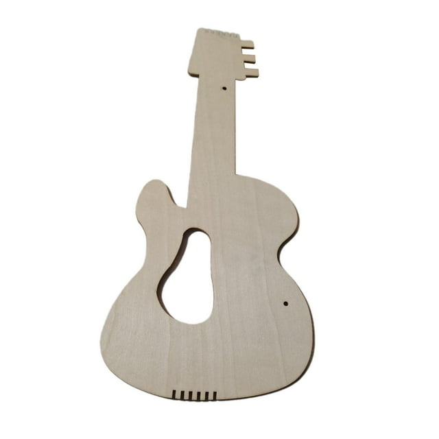 Recortes de guitarra de madera para niños, bricolaje, pintura, juguete de guitarra, adorno colgante, manualidades de madera de guitarra para fiesta te Oval