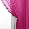 thumbnail image 4 of Semi-Sheer Curtains with Pom Pom Tassels - 2 Piece Set - 2 inch Rod Pocket - Solid Sheer Curtain Drapes for Living Room, Bedroom, 40 X 84, Hot Pink, 4 of 5