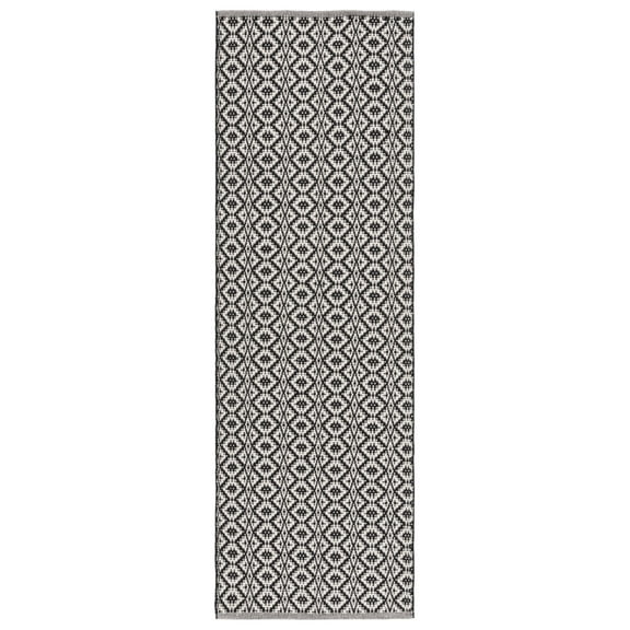 SAFAVIEH Montauk Corrine Geometric Cotton Runner Rug, Ivory/Black, 2'3" x 8'