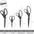 thumbnail image 6 of BambooMN Titanium Softgrip Scissors Set - Pinking, Sewing, Arts, Crafts, Office - 1 Set of 4 - Black w/Dark Grey Inlays, 6 of 6
