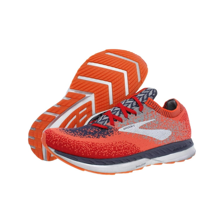 Brooks Mens Bedlam Knit Performance Running Shoes Orange 9.5 Medium D Walmart