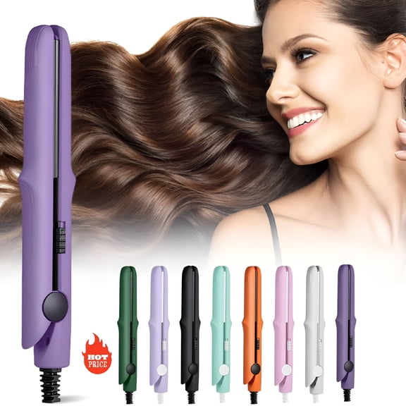 EXLEAF 2-in-1 Mini Pink Curling Wand & Flat Iron for Short All Hair Types