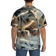 thumbnail image 3 of Fotbe Wolf Family Winter Wonderland Camisa Estampada de Manga Corta para Hombre, Casual de Verano, Estilo Playero, Sin Arrugas-XX-Large, 3 of 5
