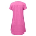 thumbnail image 3 of Women Dresses Summer 2025 Cotton and Linen Short Sleeve V-neck Casual Hot Vacation Solid Color Mini Dress Loose Plus Size Beach Sundresses, 3 of 5