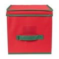 thumbnail image 3 of Northlight Christmas Ornament Storage Box with Removable Dividers - 13" - Red and Green, 3 of 5