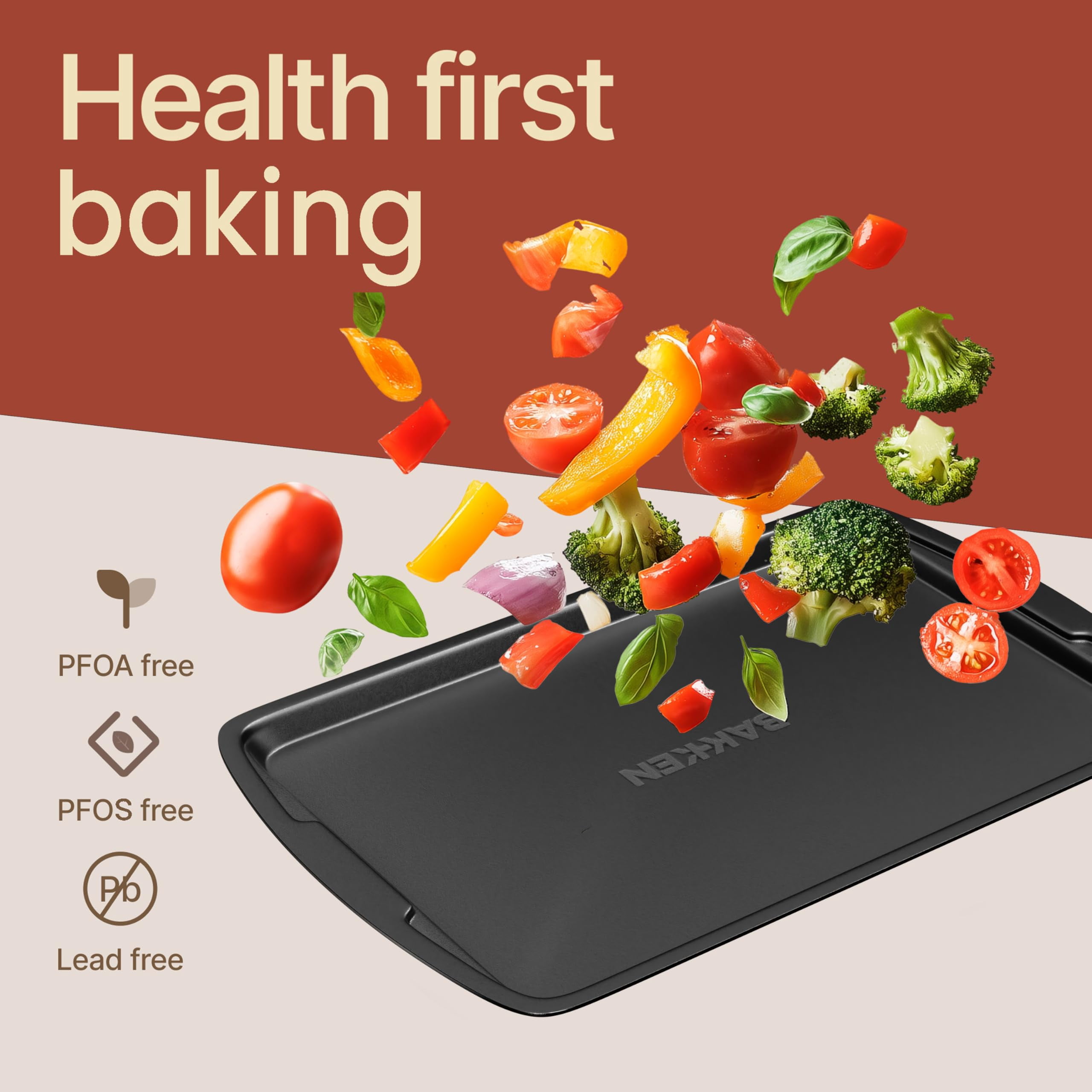 Bakken- Swiss Kitchen Baking Pan Set - Nonstick Coating, Commercial Grade Carbon Steel, Baking Kitchen Essentials, Oven Safe Tray (up to 450° F), Set of 3, Gray